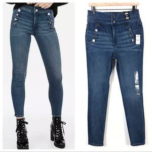 Express High Rise Ankle Legging Jeans w Buttons 8